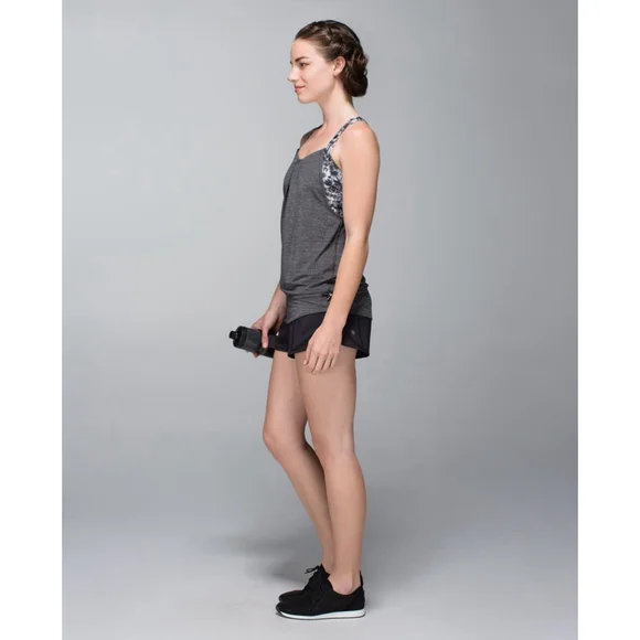 EUC sz 8 Lululemon Rest Less Tank grey & heathered black - Picture 3 of 8